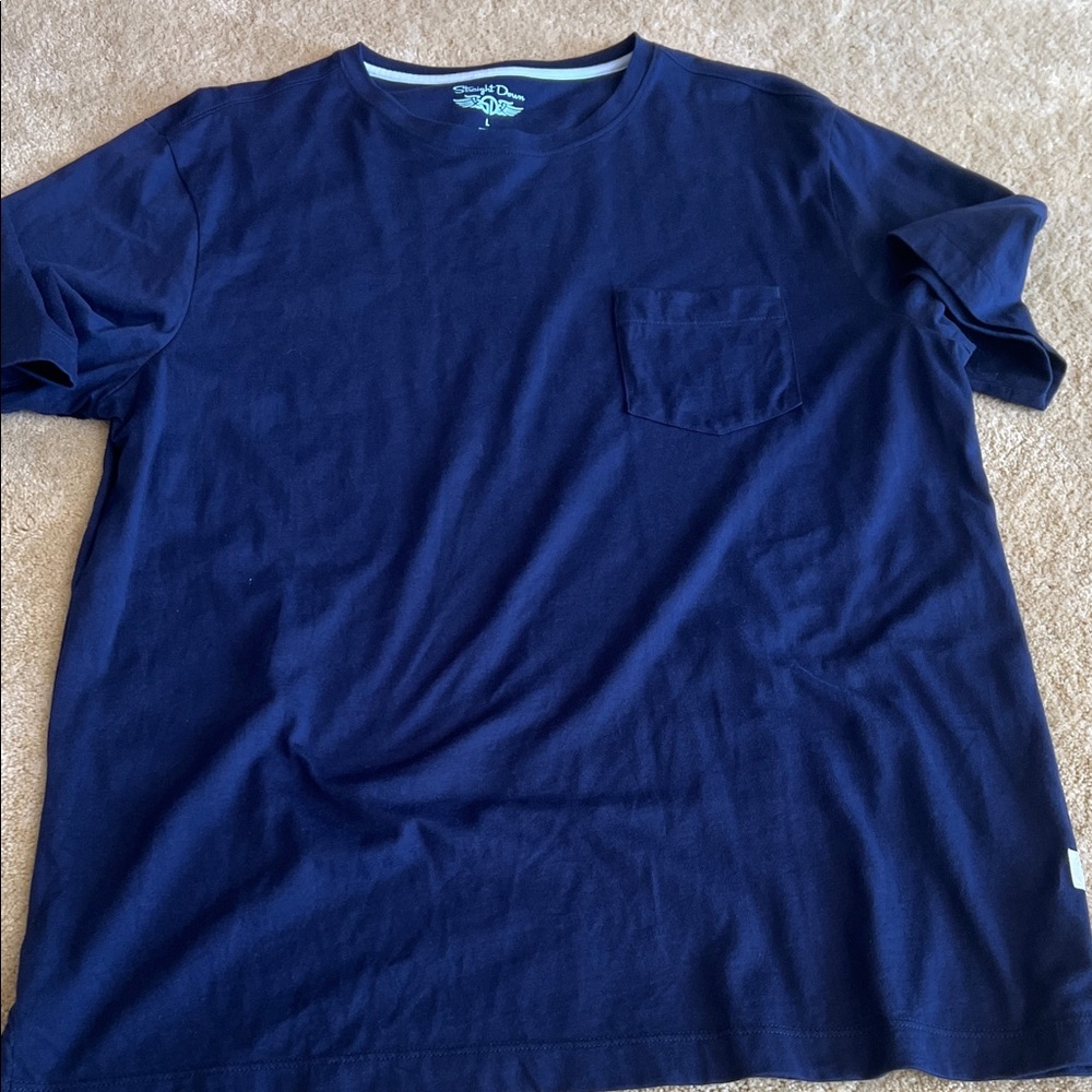 Straight down Men's Navy Golf Crew Pocket Tee size large